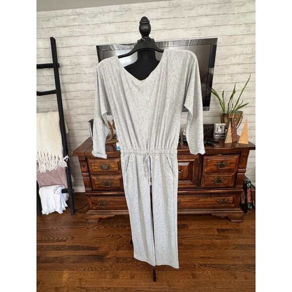 Splendid x Cella Jane Gray Long Sleeve Off the Shoulder Jumpsuit Women Size S - Picture 3 of 8